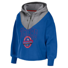 Philadelphia 76ers WEAR by Erin Andrews Women's Pieced Quarter-Zip Hoodie Jacket - Royal outlet