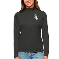 Chicago White Sox Antigua Women's Tribute Quarter-Zip Pullover Top Charcoal