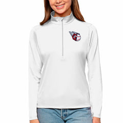 Cleveland Guardians Antigua Women's Tribute Quarter-Zip Pullover Top White