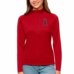 Los Angeles Angels Antigua Women's Tribute Quarter-Zip Pullover Top Red