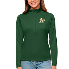 Athletics Antigua Women's Tribute Quarter-Zip Pullover Top Green