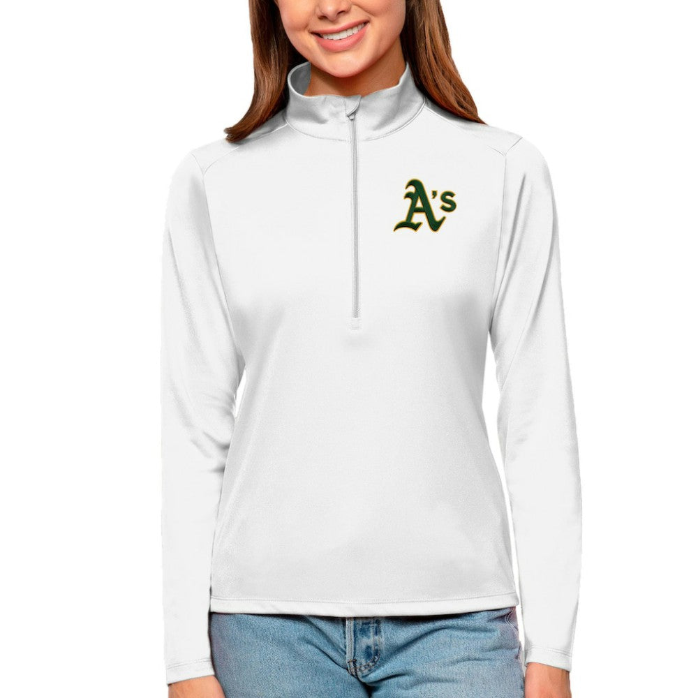 Athletics Antigua Women's Tribute Quarter-Zip Pullover Top White