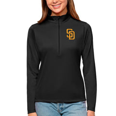 San Diego Padres Antigua Women's Tribute Quarter-Zip Pullover Top Black