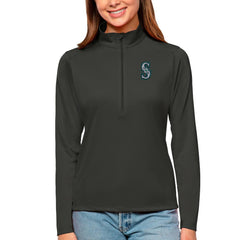 Seattle Mariners Antigua Women's Tribute Quarter-Zip Pullover Top Charcoal