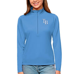 Tampa Bay Rays Antigua Women's Tribute Quarter-Zip Pullover Top Light Blue