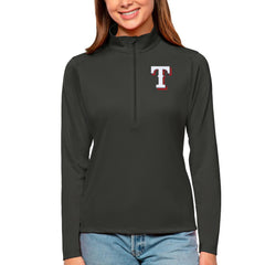 Texas Rangers Antigua Women's Tribute Quarter-Zip Pullover Top Charcoal