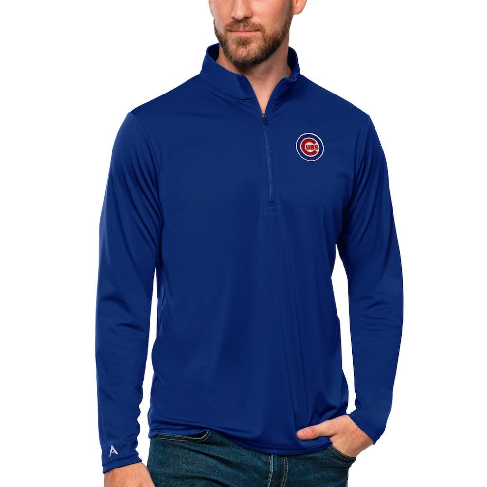 Chicago Cubs Antigua Tribute Quarter-Zip Pullover Top Royal