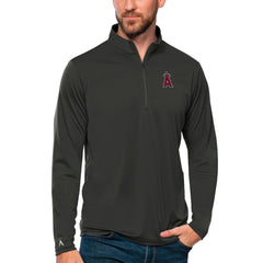 Los Angeles Angels Antigua Tribute Quarter-Zip Pullover Top Charcoal