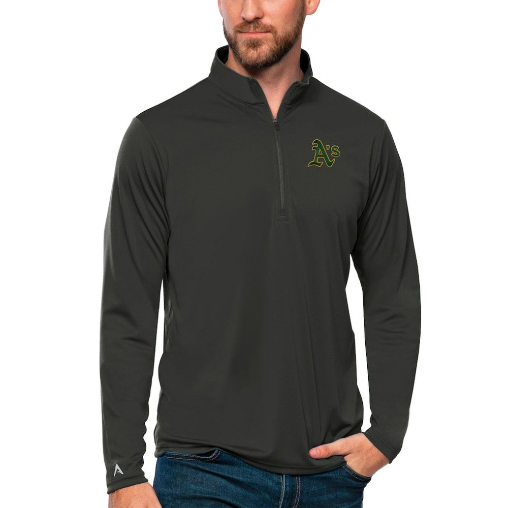Athletics Antigua Tribute Quarter-Zip Pullover Top Charcoal