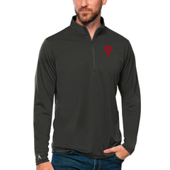 Philadelphia Phillies Antigua Tribute Quarter-Zip Pullover Top Charcoal