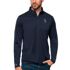Seattle Mariners Antigua Tribute Quarter-Zip Pullover Top Navy