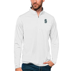 Seattle Mariners Antigua Tribute Quarter-Zip Pullover Top White