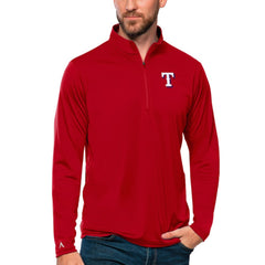 Texas Rangers Antigua Tribute Quarter-Zip Pullover Top Red