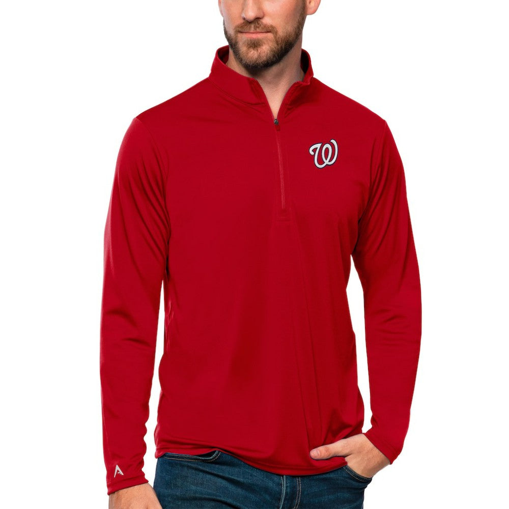 Washington Nationals Antigua Tribute Quarter-Zip Pullover Top Red