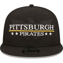 Pittsburgh Pirates Patriot Trucker 9FIFTY Snapback Hat Black