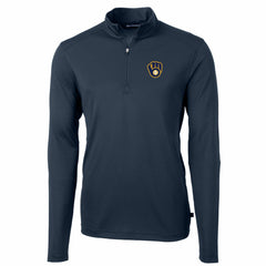 Milwaukee Brewers Cutter & Buck Big & Tall Virtue Eco Pique Quarter-Zip Pullover Jacket Navy
