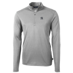 New York Yankees Cutter & Buck Big & Tall Virtue Eco Pique Quarter-Zip Pullover Jacket Gray
