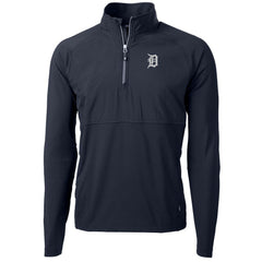 Detroit Tigers Cutter & Buck Adapt Eco Knit Hybrid Recycled Quarter-Zip Pullover Jacket Navy