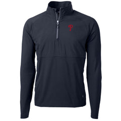 Philadelphia Phillies Cutter & Buck Adapt Eco Knit Hybrid Recycled Quarter-Zip Pullover Jacket Navy
