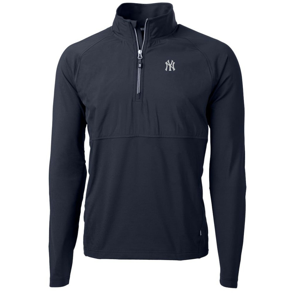 New York Yankees Cutter & Buck Adapt Eco Knit Hybrid Recycled Quarter-Zip Pullover Jacket Navy