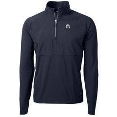 New York Yankees Cutter & Buck Adapt Eco Knit Hybrid Recycled Quarter-Zip Pullover Jacket Navy