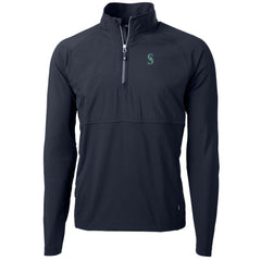 Seattle Mariners Cutter & Buck Adapt Eco Knit Hybrid Recycled Quarter-Zip Pullover Jacket Navy