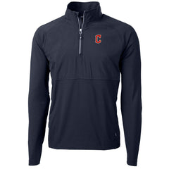 Cleveland Guardians Cutter & Buck Adapt Eco Knit Hybrid Recycled Quarter-Zip Pullover Jacket Navy