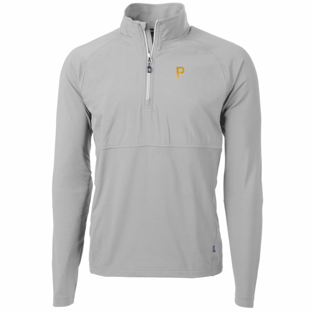 Pittsburgh Pirates Cutter & Buck Adapt Eco Knit Hybrid Recycled Quarter-Zip Pullover Jacket Gray