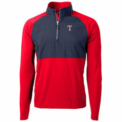 Texas Rangers Cutter & Buck Adapt Eco Knit Hybrid Recycled Quarter-Zip Pullover Jacket Red/Navy