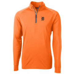Detroit Tigers Cutter & Buck Adapt Eco Knit Stretch Recycled Quarter-Zip Pullover Jacket Orange