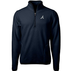 Atlanta Braves Cutter & Buck Cascade Eco Sherpa Fleece Quarter-Zip Pullover Jacket Navy