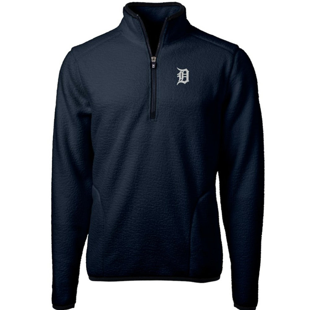 Detroit Tigers Cutter & Buck Cascade Eco Sherpa Fleece Quarter-Zip Pullover Jacket Navy