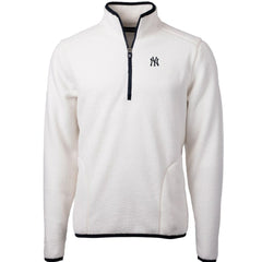 New York Yankees Cutter & Buck Cascade Eco Sherpa Fleece Quarter-Zip Pullover Jacket White/Navy