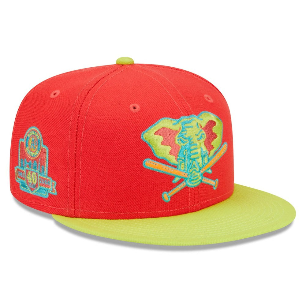 Athletics 40th Anniversary Lava Highlighter Combo 59FIFTY Fitted Hat Red/Neon Green