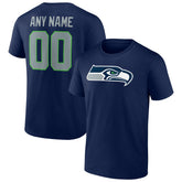 Seattle Seahawks Team Authentic Personalized Name & Number T-Shirt - College Navy cheap