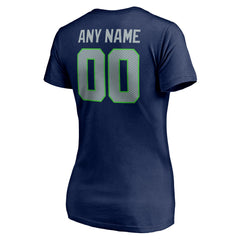 Seattle Seahawks Women's Team Authentic Personalized Name & Number V-Neck T-Shirt - College Navy cheap