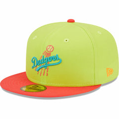 Los Angeles Dodgers Cyber Highlighter 59FIFTY Fitted Hat Green/Red