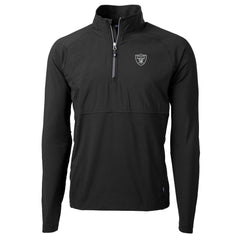 Las Vegas Raiders Cutter & Buck Adapt Eco Knit Hybrid Recycled Quarter-Zip Raglan Jacket - Black cheap