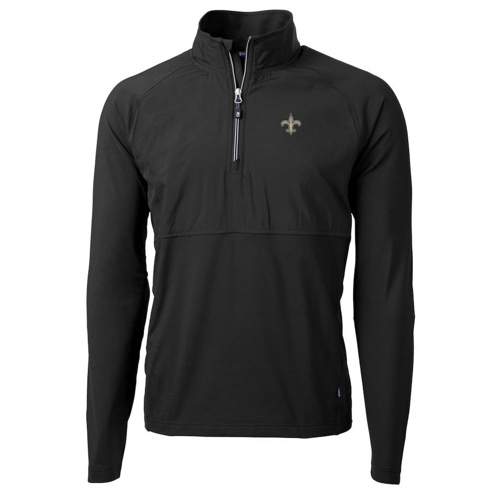 New Orleans Saints Cutter & Buck Adapt Eco Knit Hybrid Recycled Quarter-Zip Raglan Jacket - Black for sale