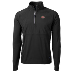 San Francisco 49ers Cutter & Buck Adapt Eco Knit Hybrid Recycled Quarter-Zip Raglan Jacket - Black cheap