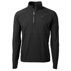 Carolina Panthers Cutter & Buck Adapt Eco Knit Hybrid Recycled Quarter-Zip Raglan Jacket - Black on sale