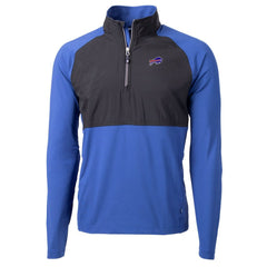 Buffalo Bills Cutter & Buck Adapt Eco Knit Hybrid Recycled Quarter-Zip Raglan Jacket - Black/Royal for sale