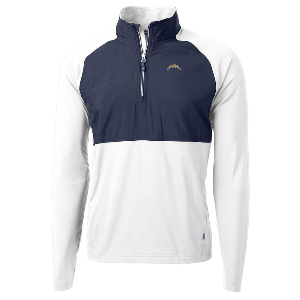 Los Angeles Chargers Cutter & Buck Adapt Eco Knit Hybrid Recycled Quarter-Zip Raglan Jacket - Navy/White outlet