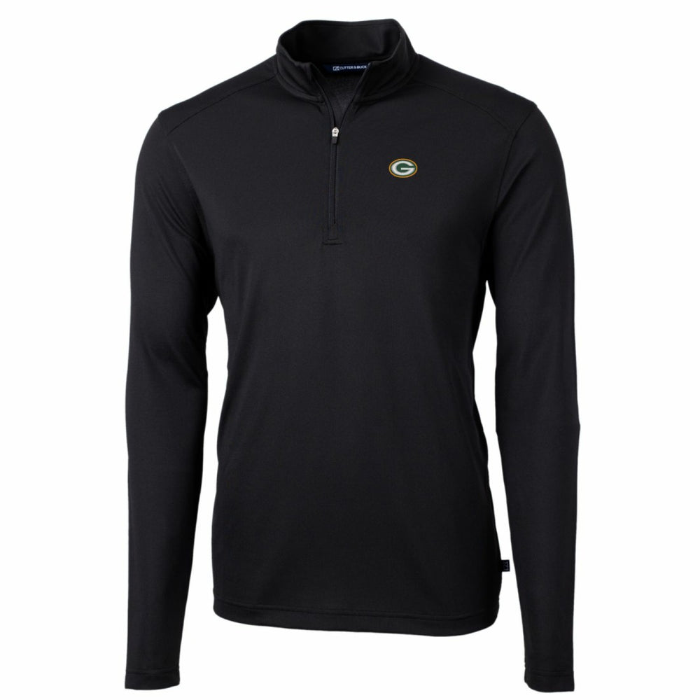 Green Bay Packers Cutter & Buck Big & Tall Virtue Eco Pique Quarter-Zip Pullover Jacket - Black online