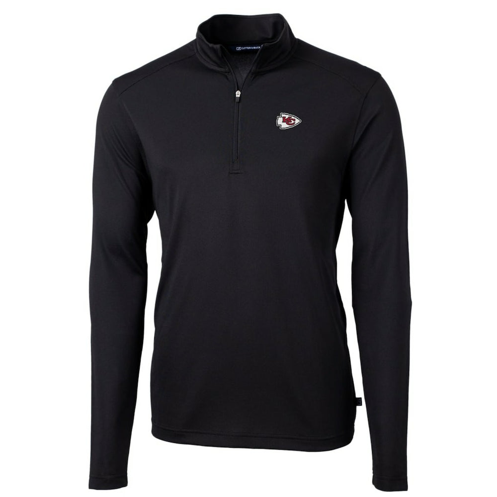 Kansas City Chiefs Cutter & Buck Big & Tall Virtue Eco Pique Quarter-Zip Pullover Jacket - Black outlet