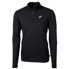 Philadelphia Eagles Cutter & Buck Big & Tall Virtue Eco Pique Quarter-Zip Pullover Jacket - Black on sale