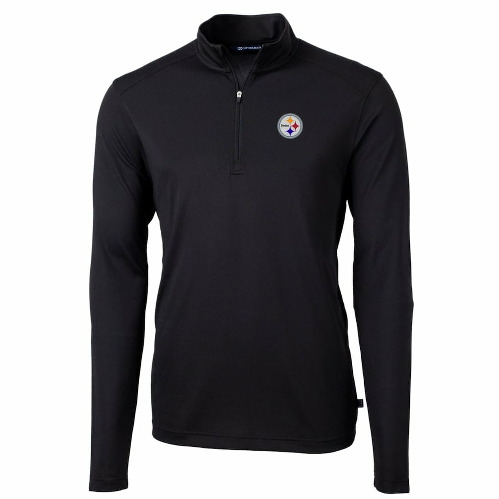 Pittsburgh Steelers Cutter & Buck Big & Tall Virtue Eco Pique Quarter-Zip Pullover Jacket - Black discount