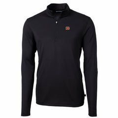 Cincinnati Bengals Cutter & Buck Big & Tall Virtue Eco Pique Quarter-Zip Pullover Jacket - Black for sale