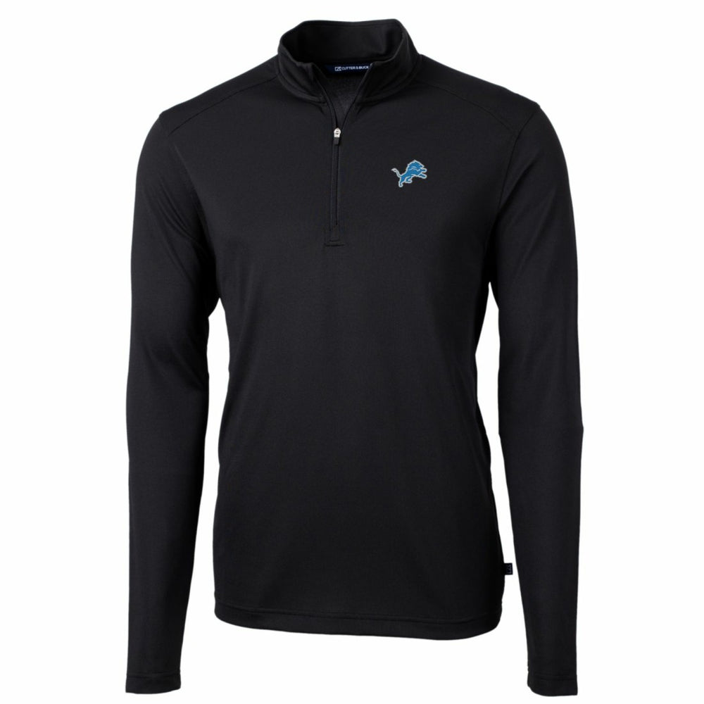 Detroit Lions Cutter & Buck Big & Tall Virtue Eco Pique Quarter-Zip Pullover Jacket - Black outlet