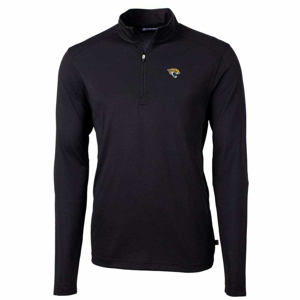 Jacksonville Jaguars Cutter & Buck Big & Tall Virtue Eco Pique Quarter-Zip Pullover Jacket - Black outlet
